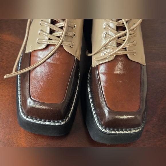 Jeffrey Campbell Tan and Brown Burgundy  Platform Shoes, Size 7.5 - Picture 5 of 14